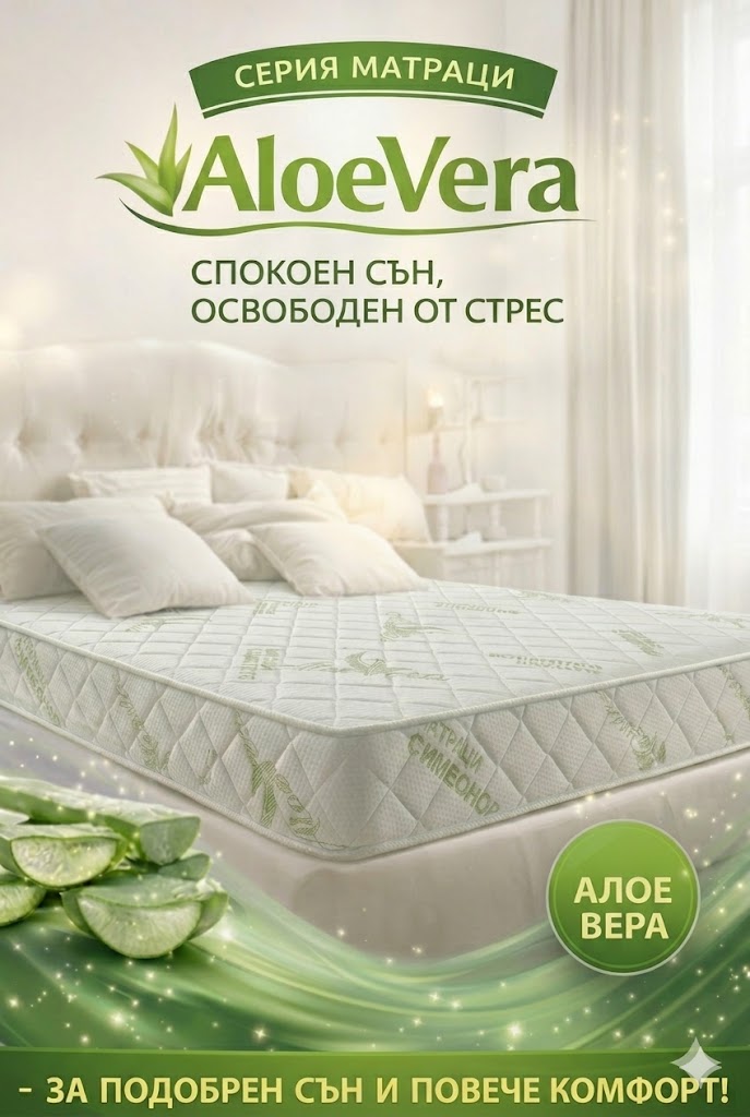 Серия матраци Aloe Vera на Симеонов — спокоен сън, освободен от стрес