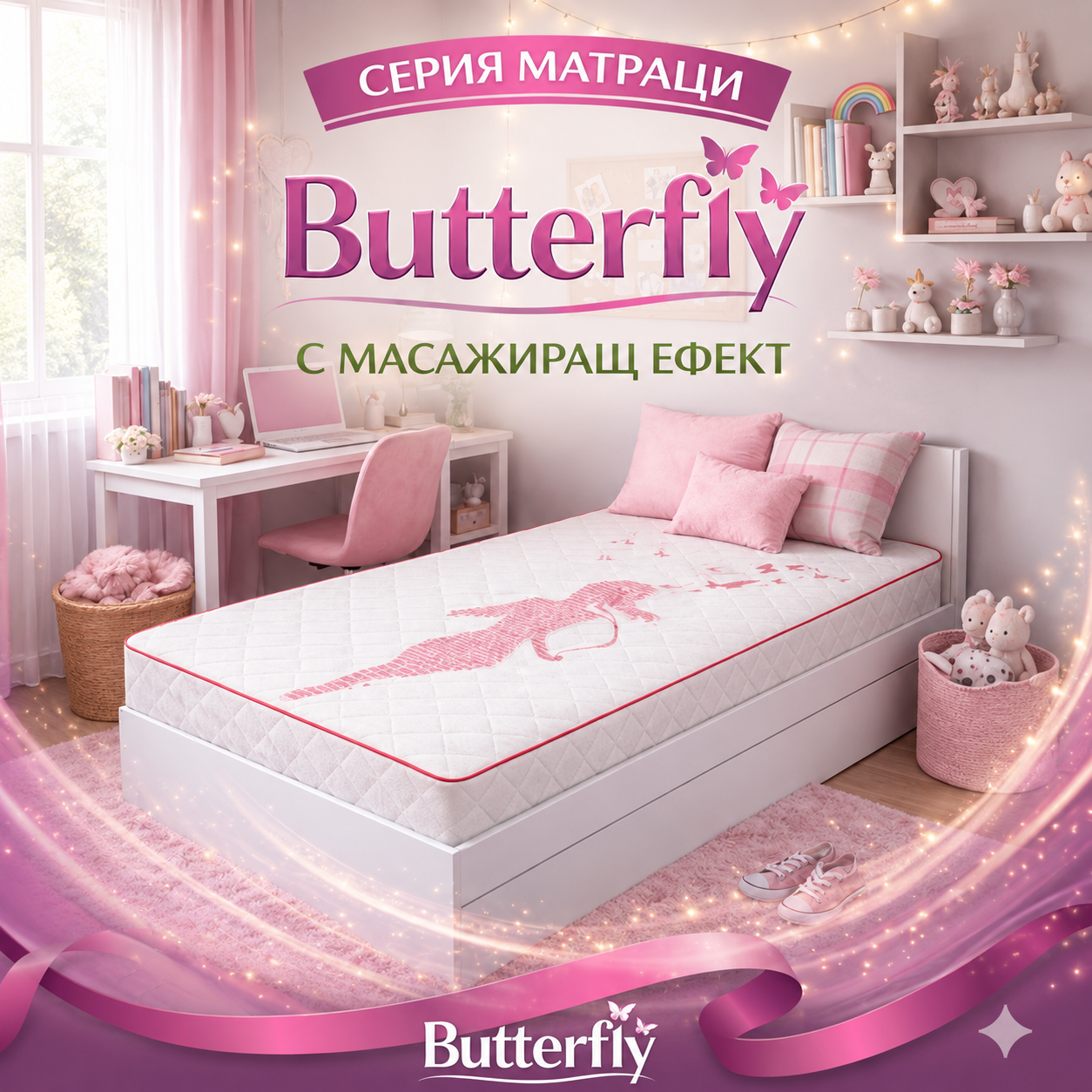 Серия матраци Butterfly на Симеонов с масажиращ ефект — в детска стая