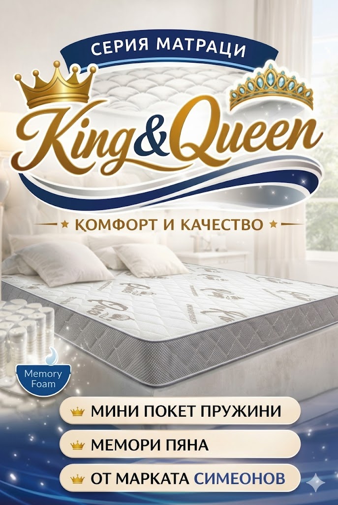 Серия матраци King & Queen на Симеонов с мини покет пружини и мемори пяна — комфорт и качество