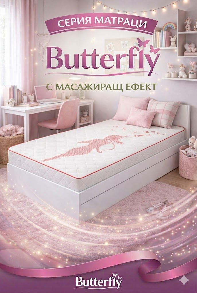 Серия матраци Butterfly на Симеонов с масажиращ ефект — в детска стая